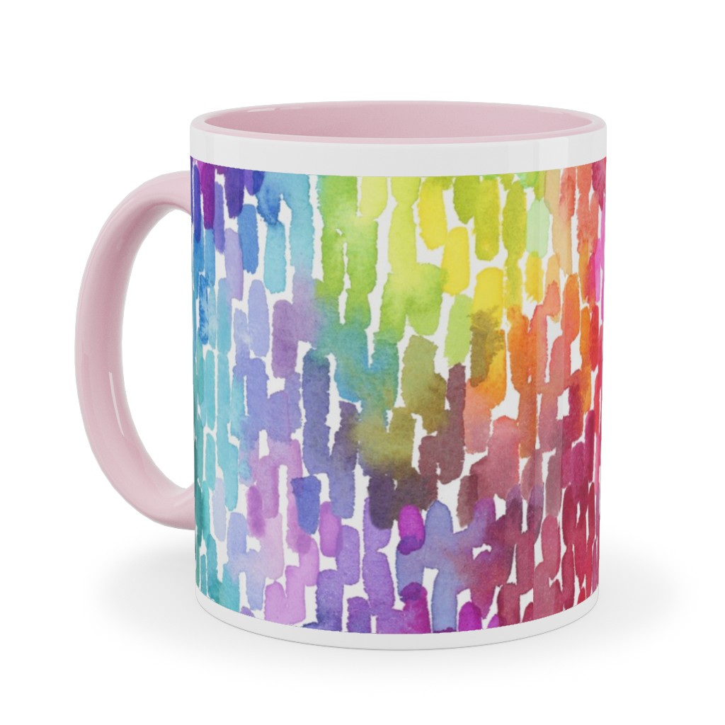 Watercolor Marks - Multi Ceramic Mug, Pink, , 11oz, Multicolor