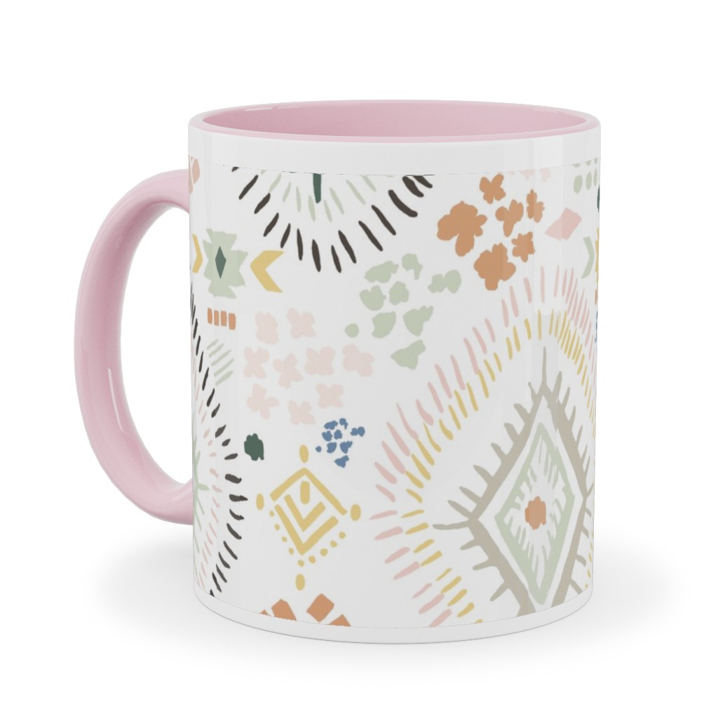 Modern Aztec - Multi Ceramic Mug, Pink, , 11oz, Multicolor