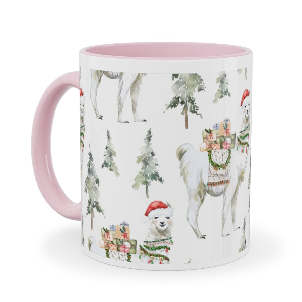 Winter Christmas Llama Ceramic Mug, Pink, , 11oz, Multicolor