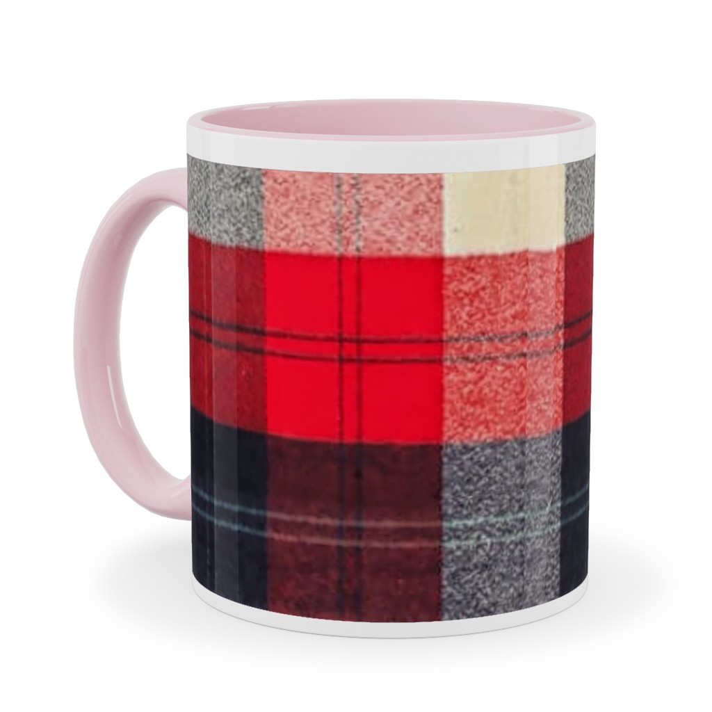 Lumberjack Flannel Buffalo Plaid - Red Ceramic Mug, Pink, , 11oz, Red, Red
