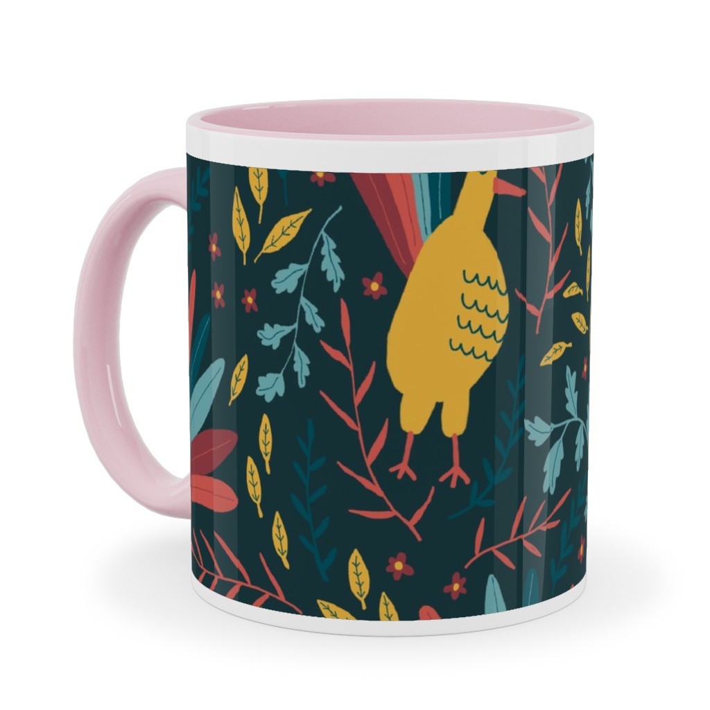 Wild Turkeys Ceramic Mug, Pink, , 11oz, Multicolor