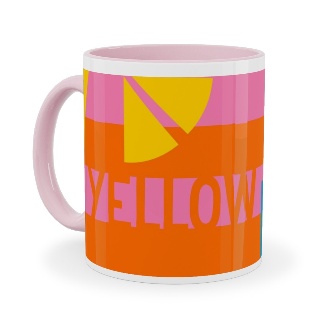 Birds Like Lemons Ceramic Mug, Pink,  , 11oz, Pink