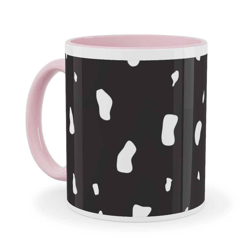 Chipped - Black and White Ceramic Mug, Pink, , 11oz, Black, Black