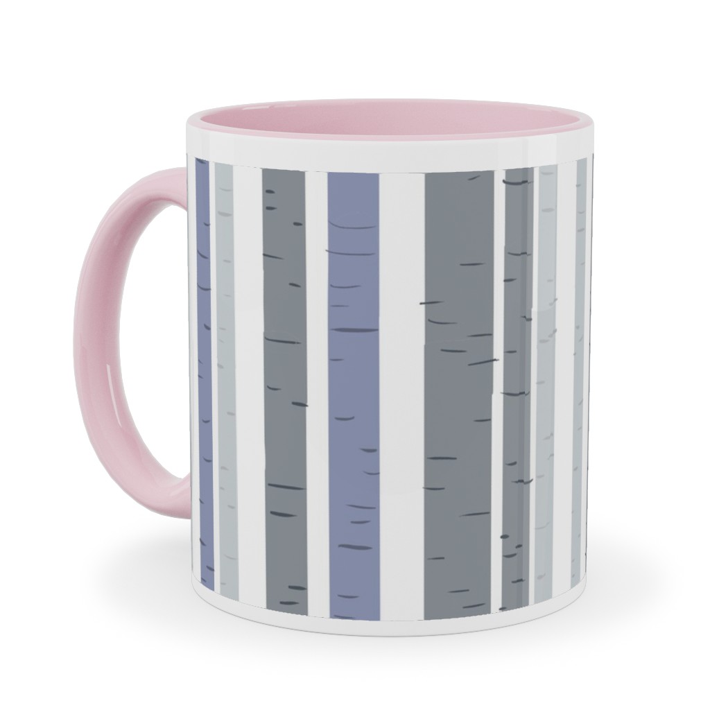 Wooded Aspens - Gray Ceramic Mug, Pink,  , 11oz, Gray