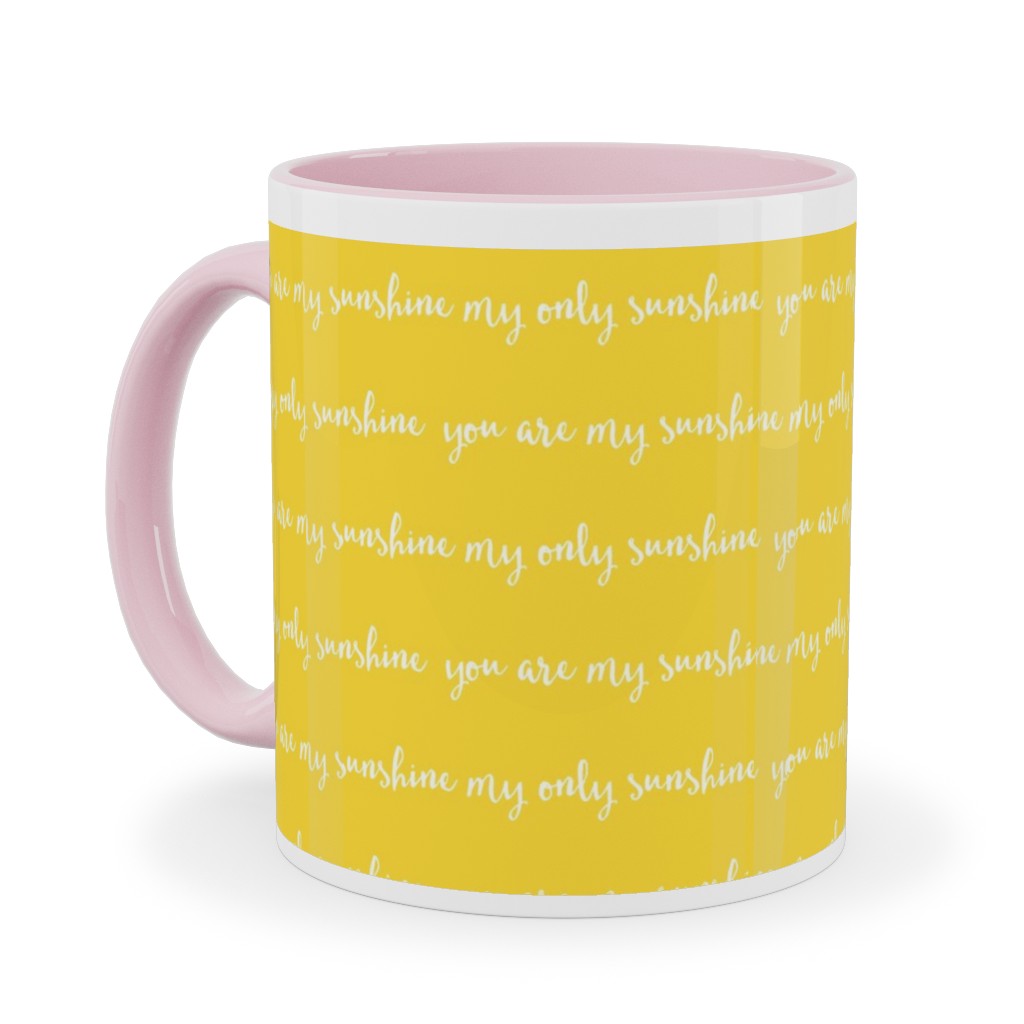 Sunshine - Yellow Ceramic Mug, Pink, , 11oz, Yellow, Classic Yellow