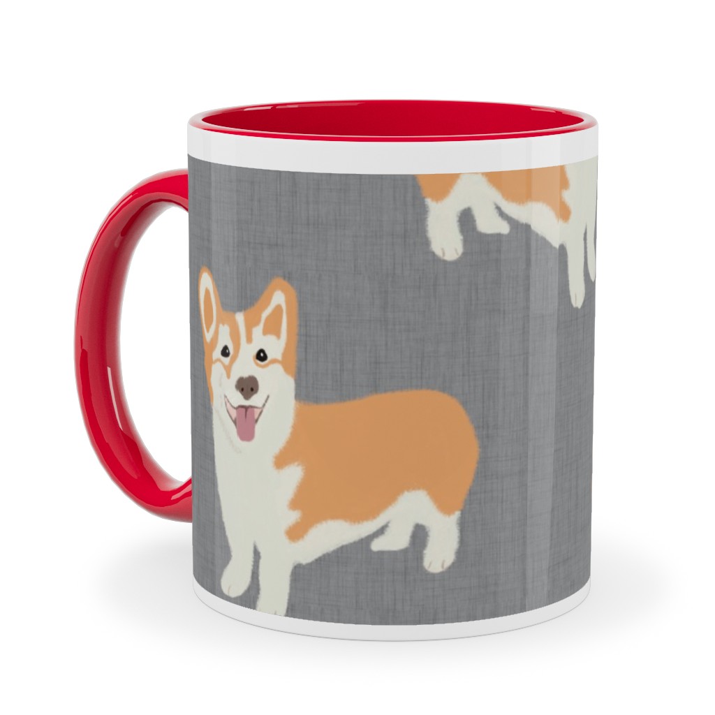 Corgi Ceramic Mug, Red,  , 11oz, Gray
