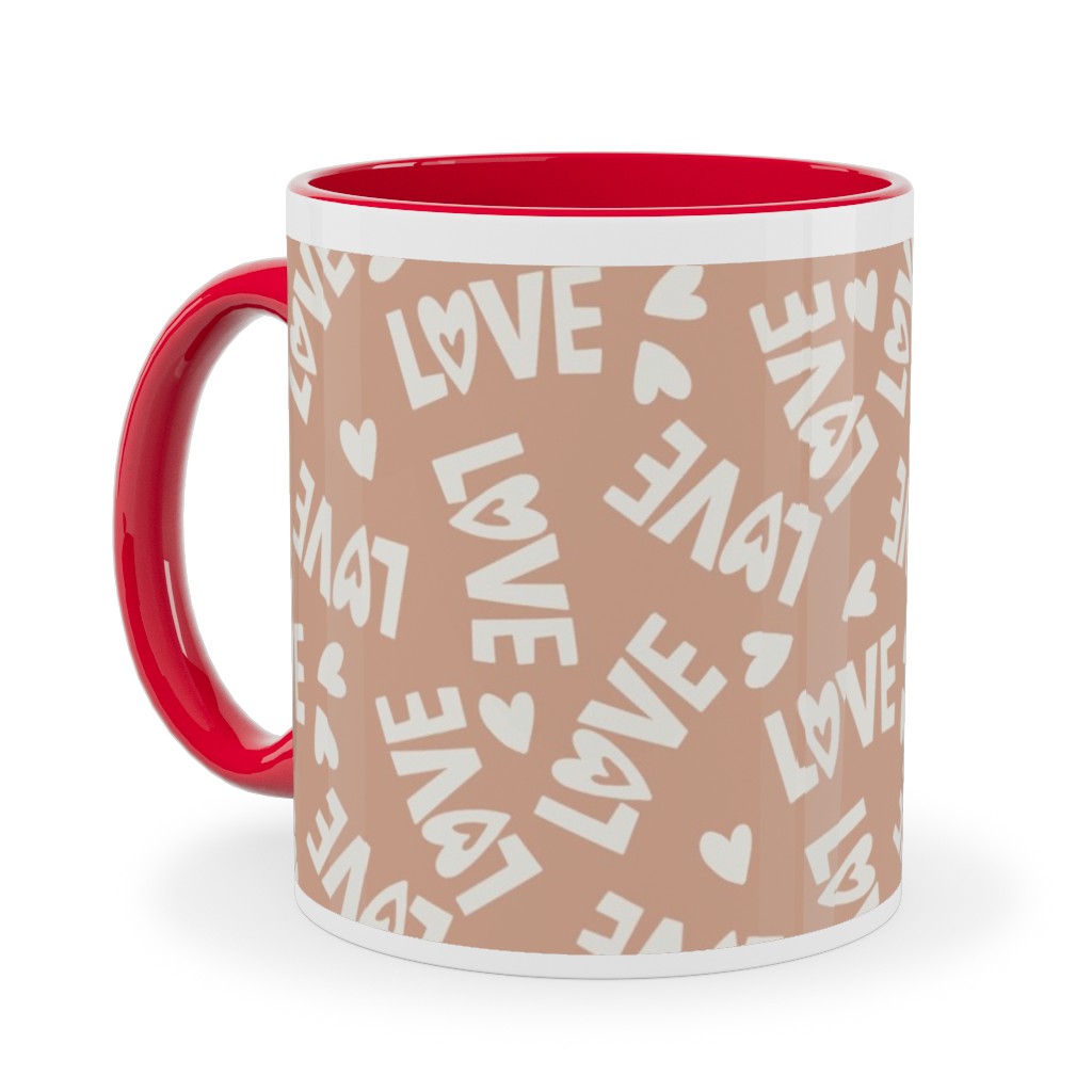 Retro Love - Muted Pink Ceramic Mug, Red,  , 11oz, Pink