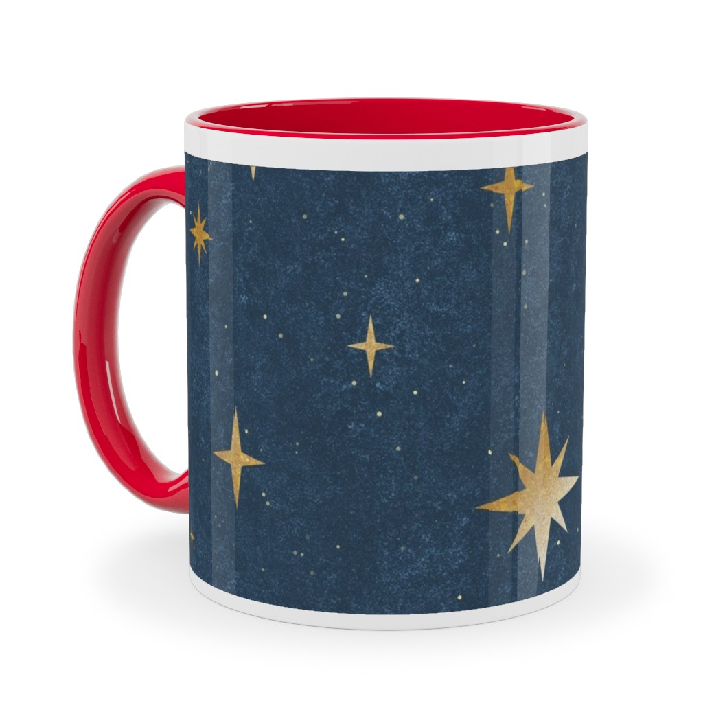 Art Deco Starbursts - Blue Ceramic Mug, Red,  , 11oz, Blue