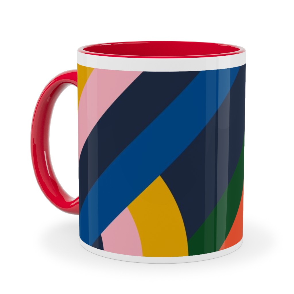 Modernist Loop - Multi Ceramic Mug, Red,  , 11oz, Multicolor