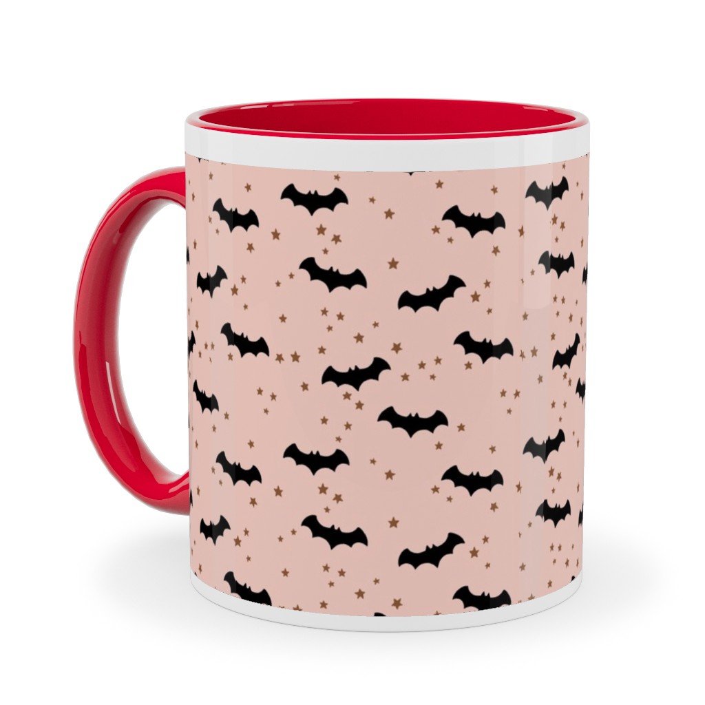 Twinkle Bats - Pink Ceramic Mug, Red, , 11oz, Pink, Bright Pink