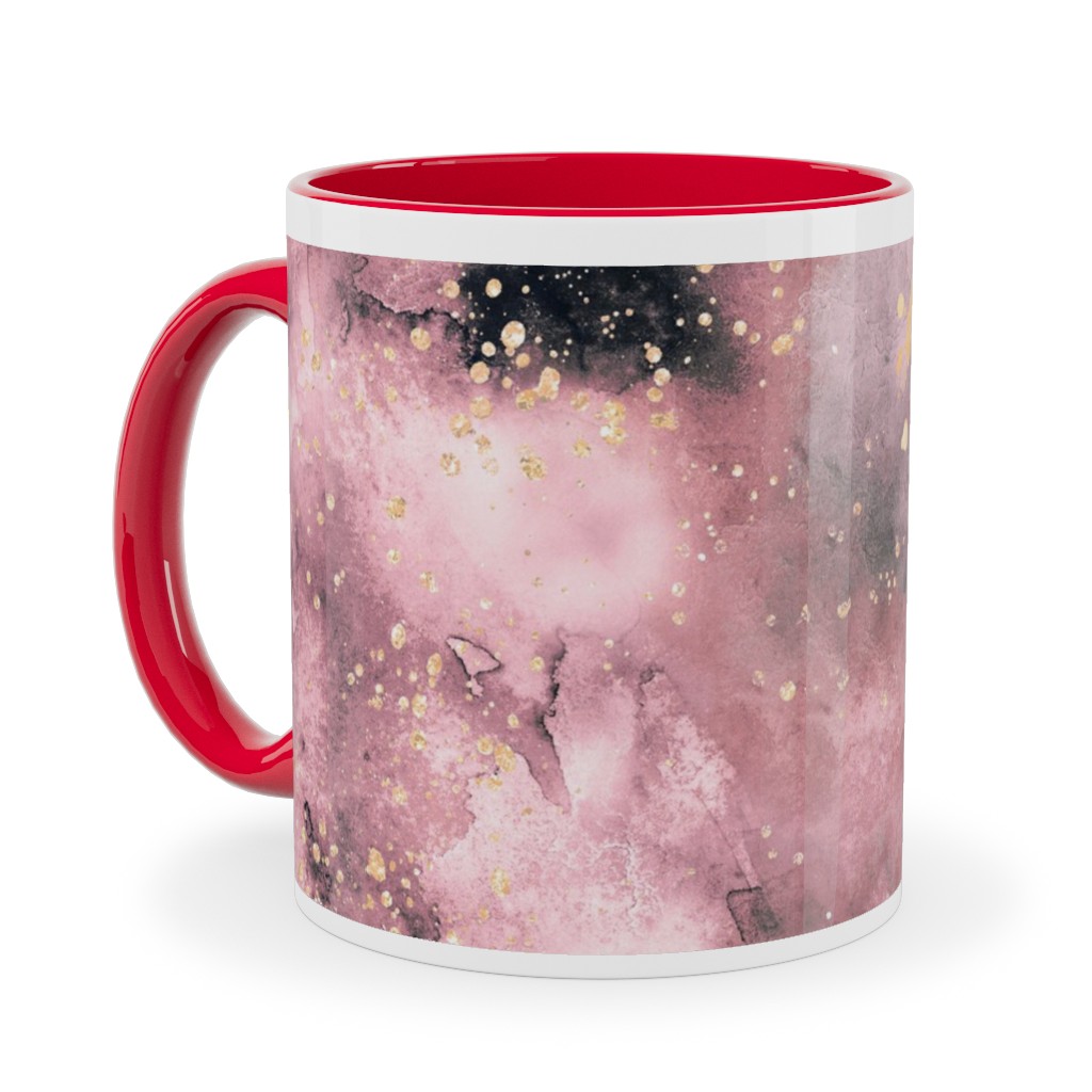 Watercolor Marble - Pink Ceramic Mug, Red,  , 11oz, Pink