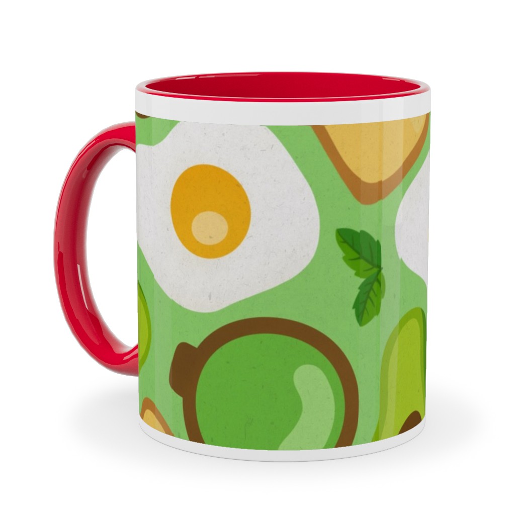 Deconstructed Avocado Toast - Green Ceramic Mug, Red, , 11oz, Green, Classic Green