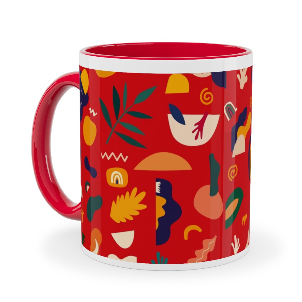 Seamless Pattern - Red Ceramic Mug, Red, , 11oz, Red, Red