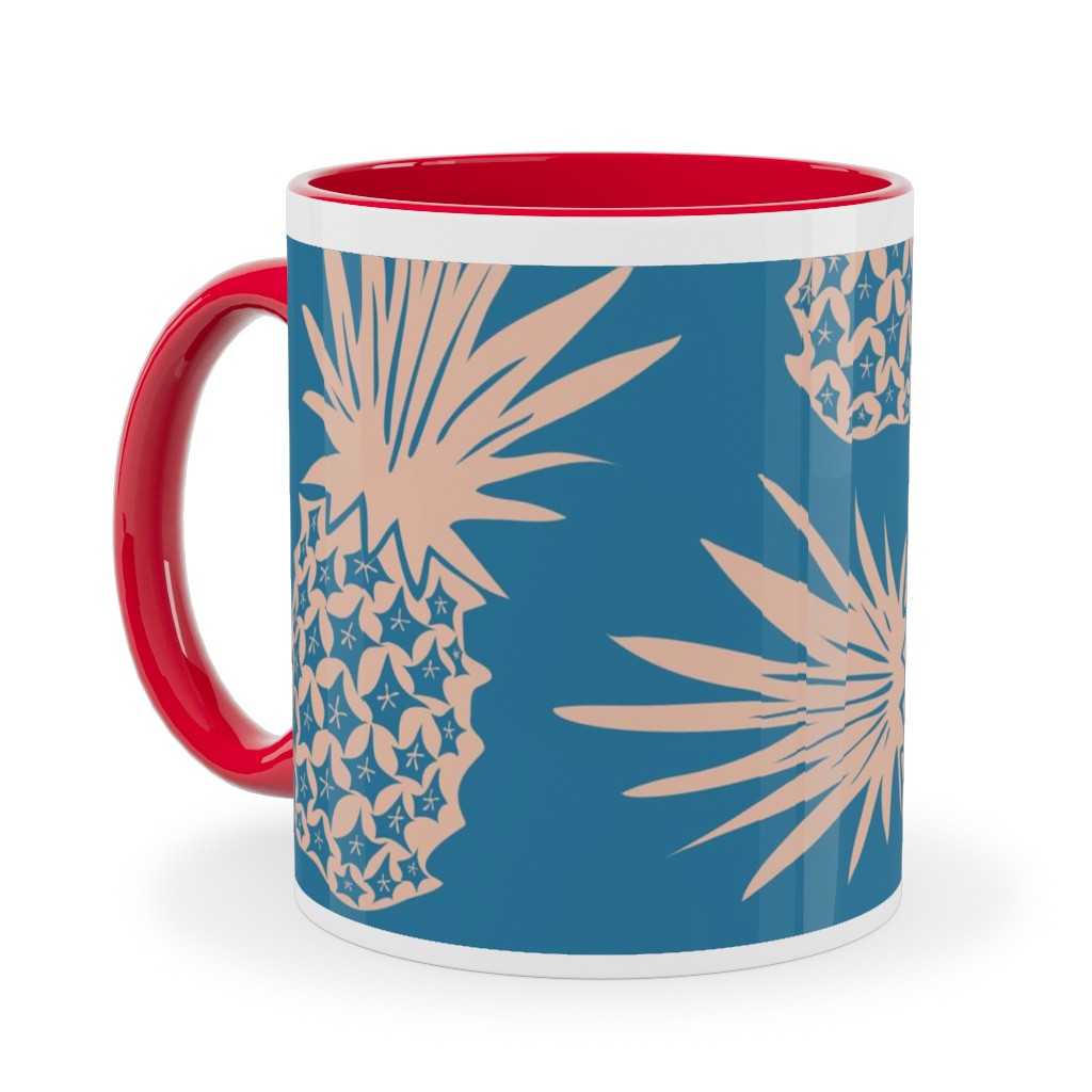 Pineapples Ceramic Mug, Red,  , 11oz, Blue