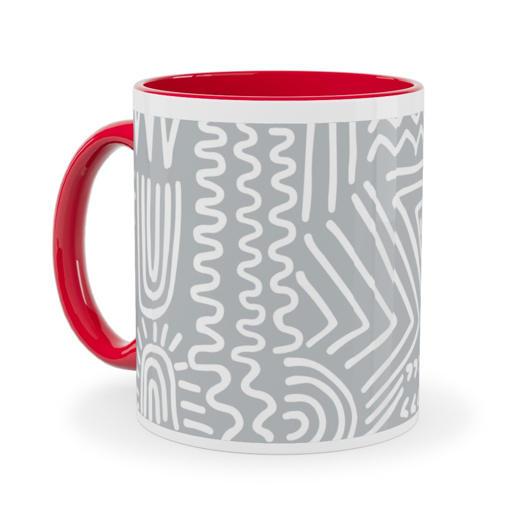 Spirited - Gray Ceramic Mug, Red,  , 11oz, Gray