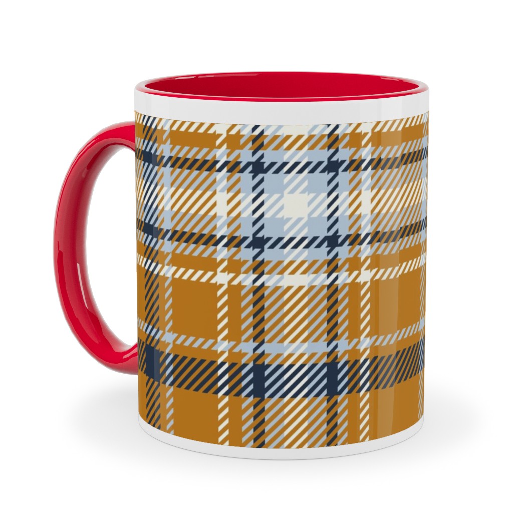 Desert Sun Plaid - Orange Ceramic Mug, Red, , 11oz, Orange, Orange