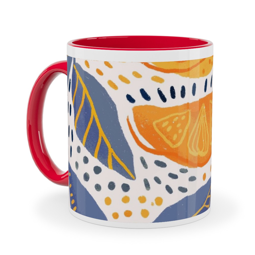 Give Me Those Lemons - Blue and Yellow Ceramic Mug, Red,  , 11oz, Yellow
