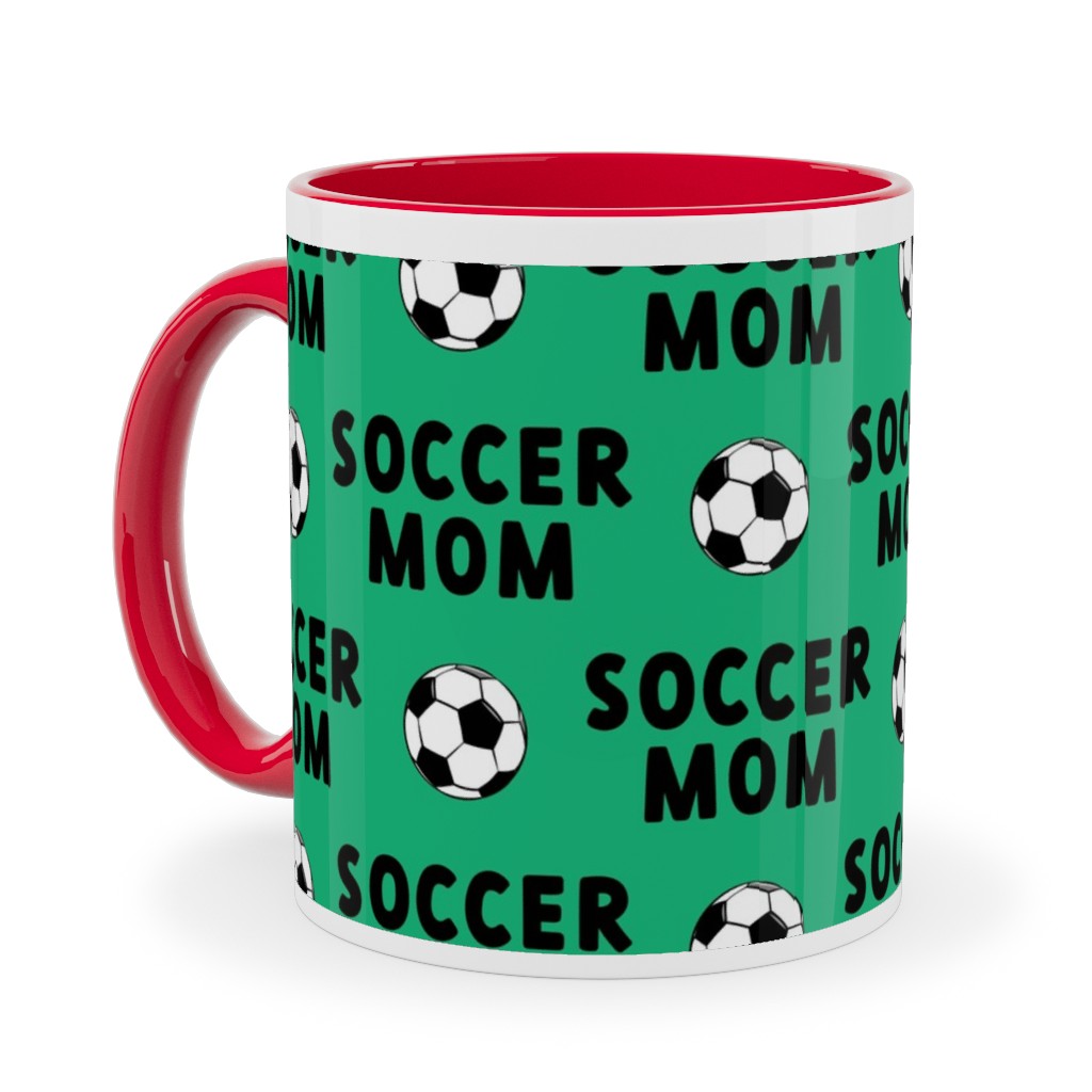 Soccer Mom - Green Ceramic Mug, Red,  , 11oz, Green