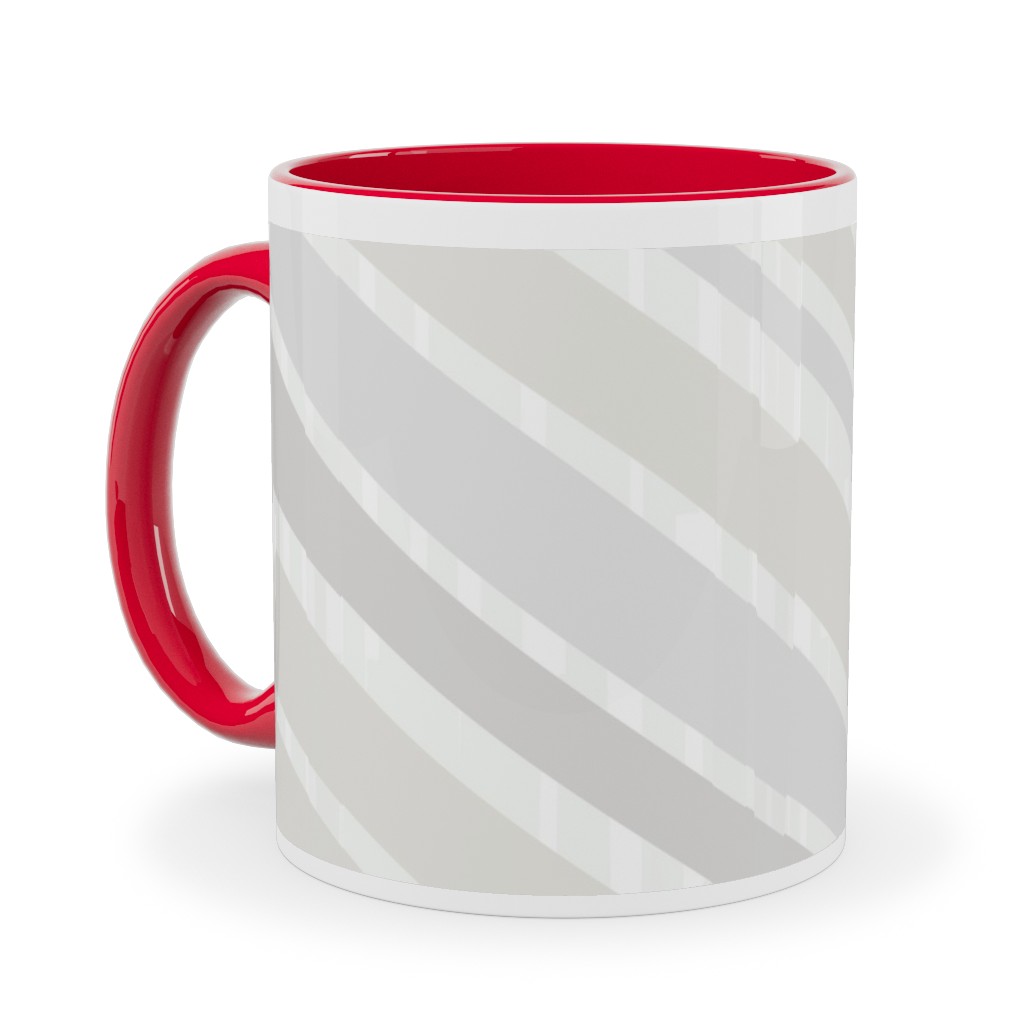 Herringbone Hues Ceramic Mug, Red, , 11oz, Gray, Silver Lining