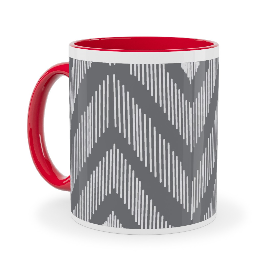 Ikat Ceramic Mug, Red,  , 11oz, Gray