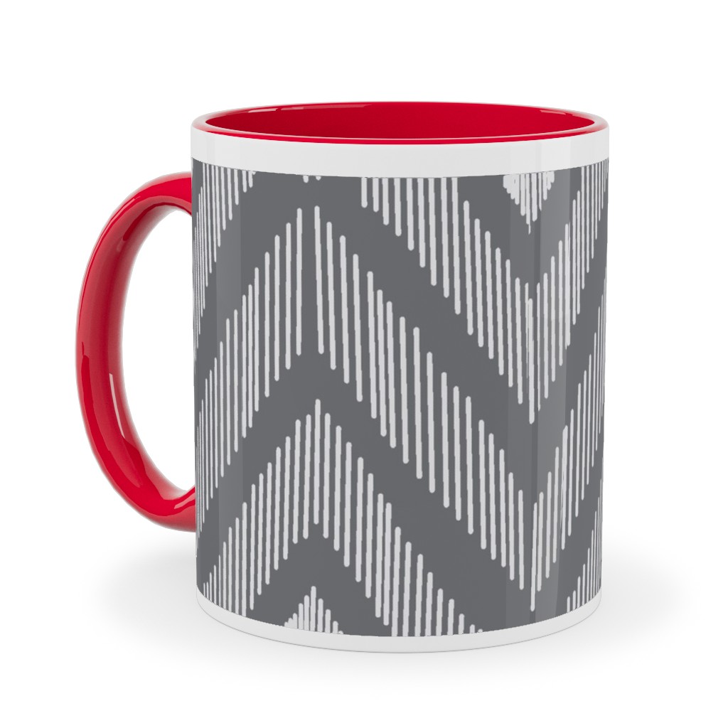 Ikat Ceramic Mug, Red, , 11oz, Gray, Slate