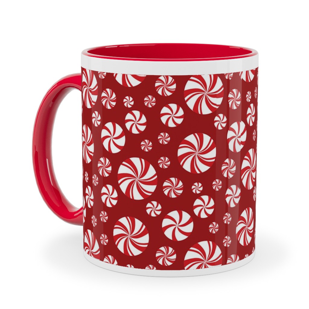 Nutcracker Peppermints on Red Ceramic Mug, Red, , 11oz, Red, Red