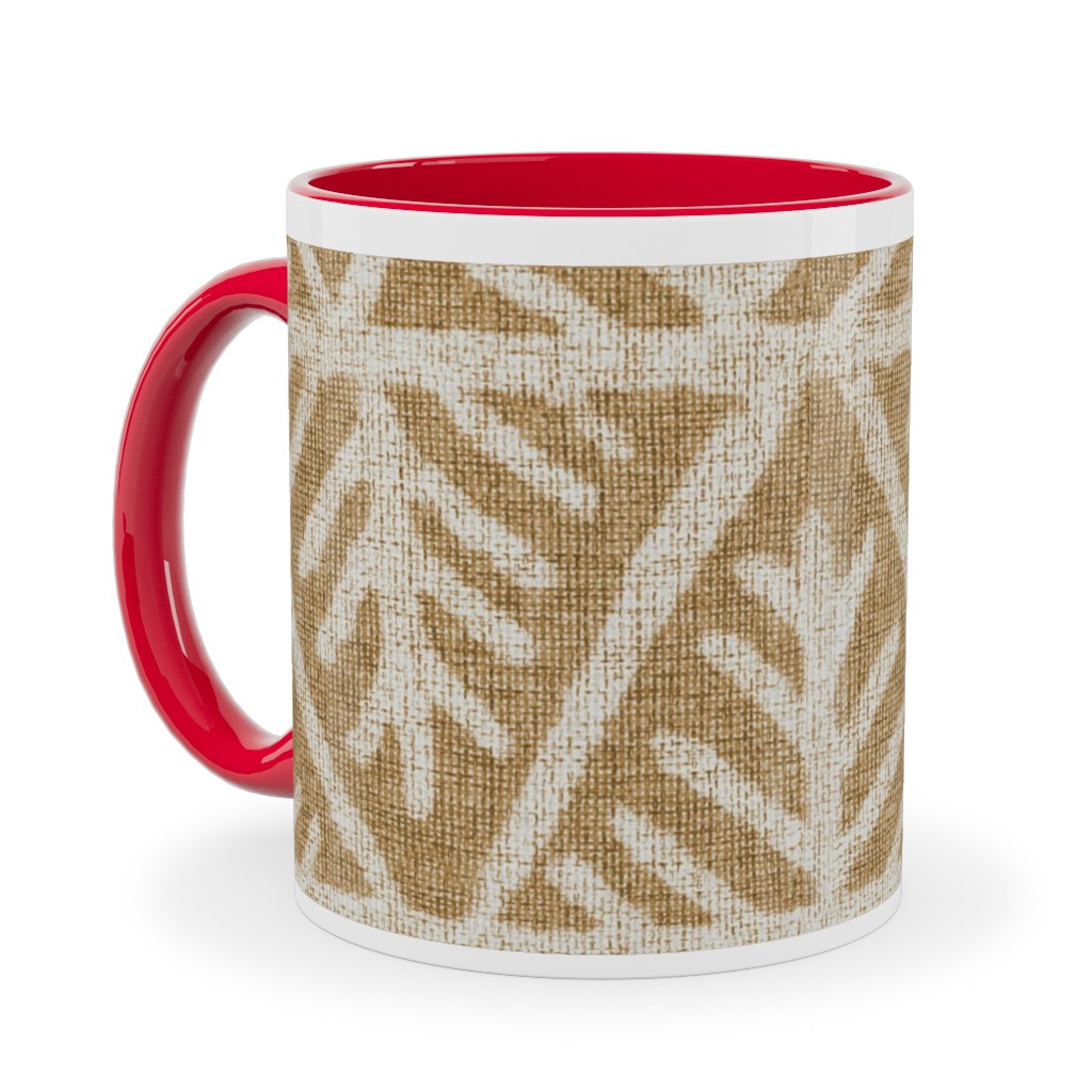 Textured Mudcloth Ceramic Mug, Red,  , 11oz, Brown