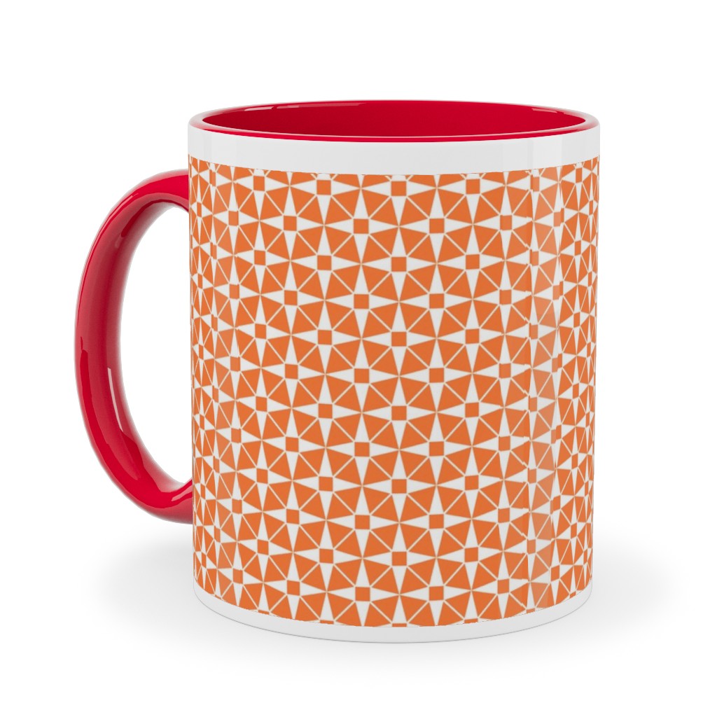 Starburst Geometric - Orange Ceramic Mug, Red, , 11oz, Orange, Orange