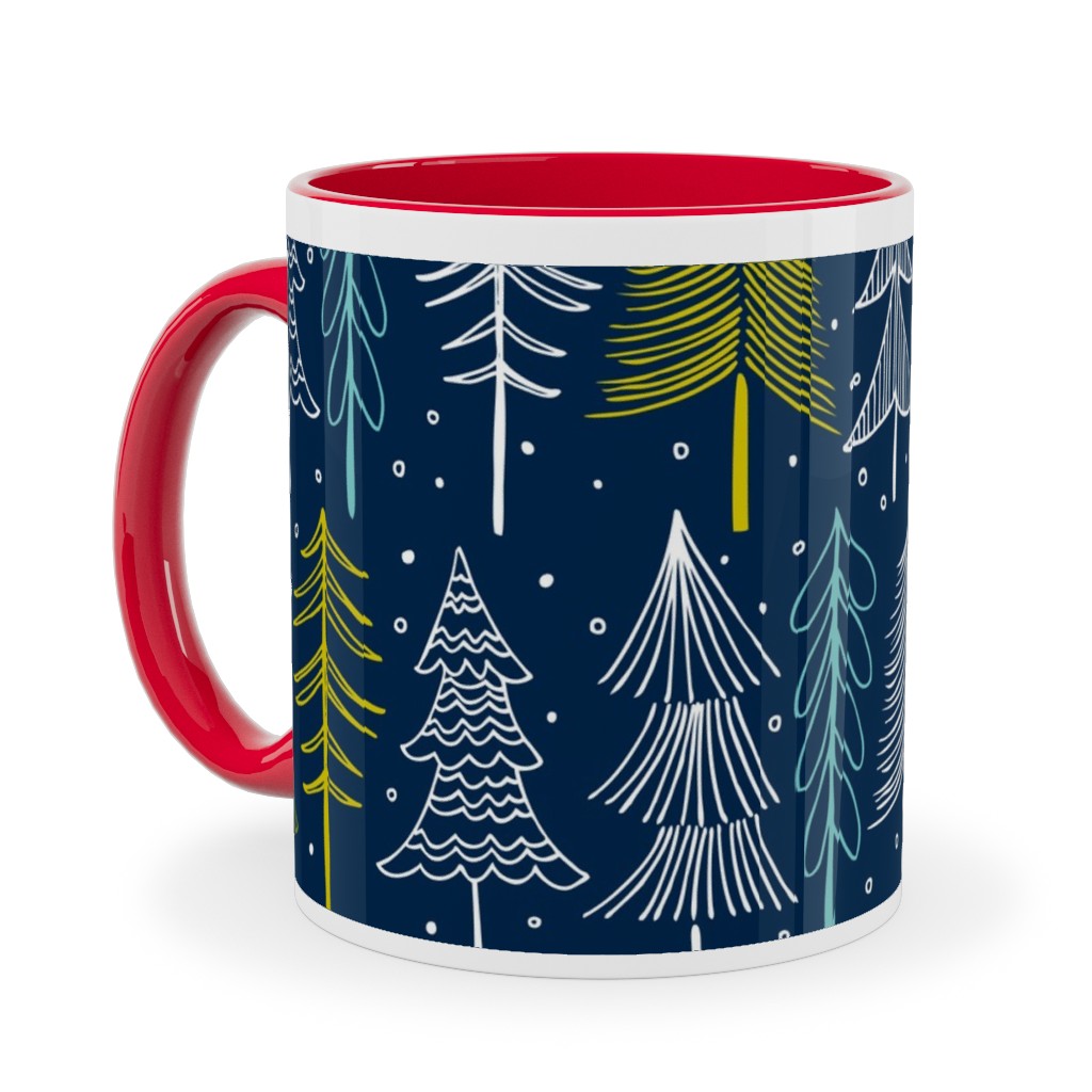 Oh' Christmas Tree Ceramic Mug, Red, , 11oz, Blue, Silhouette