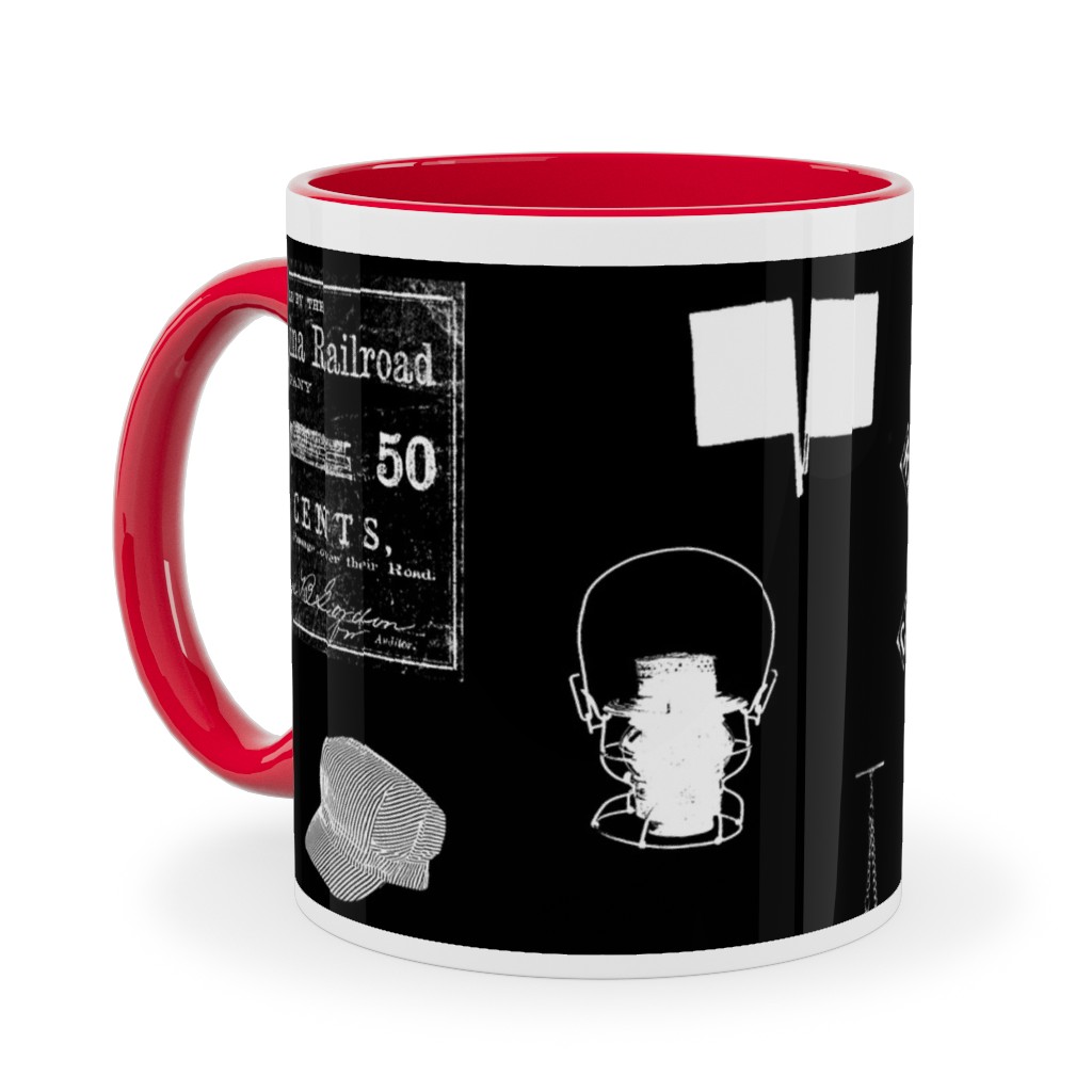 Railroad Ceramic Mug, Red,  , 11oz, Black
