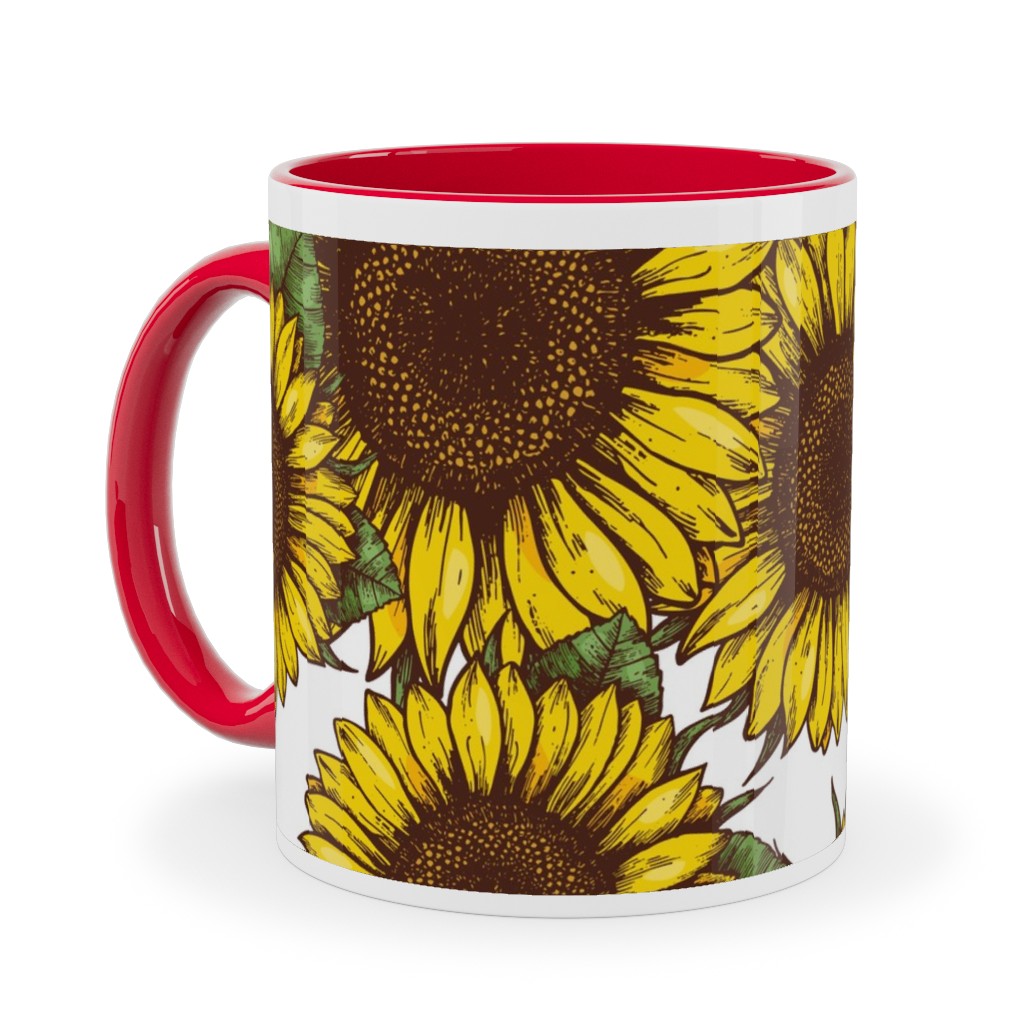 Sunflowers Ceramic Mug, Red, , 11oz, Yellow, Classic Yellow