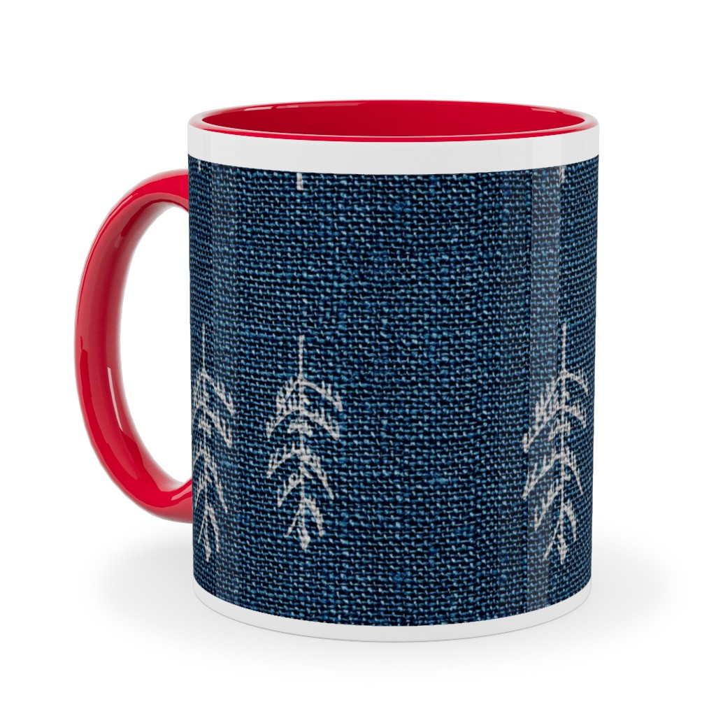 Arctic Night Forest - Navy Ceramic Mug, Red, , 11oz, Blue, True Blue
