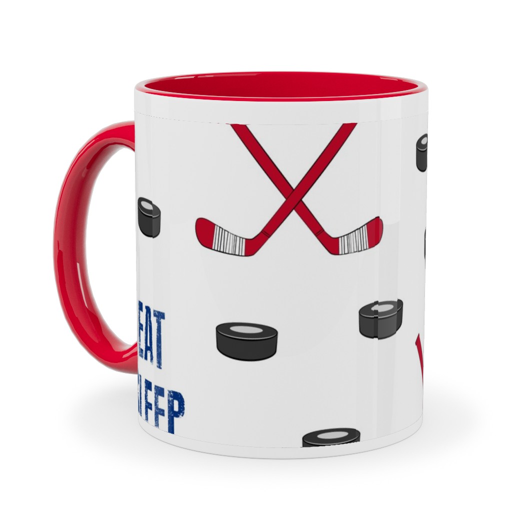 Eat Sleep Hockey - Red and Blue Ceramic Mug, Red, , 11oz, Multicolor