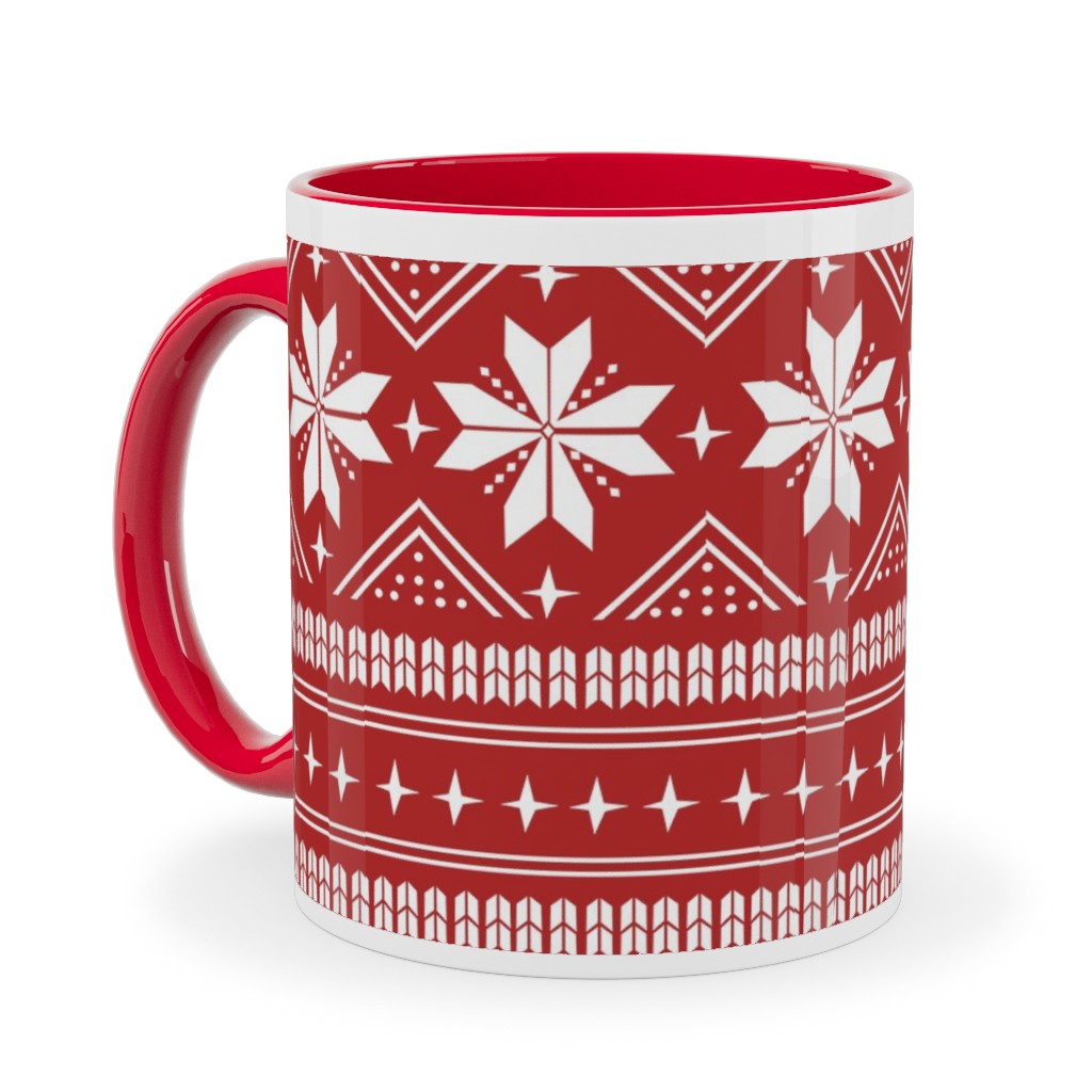 Nordic Sweater - Red Ceramic Mug, Red, , 11oz, Red, Red