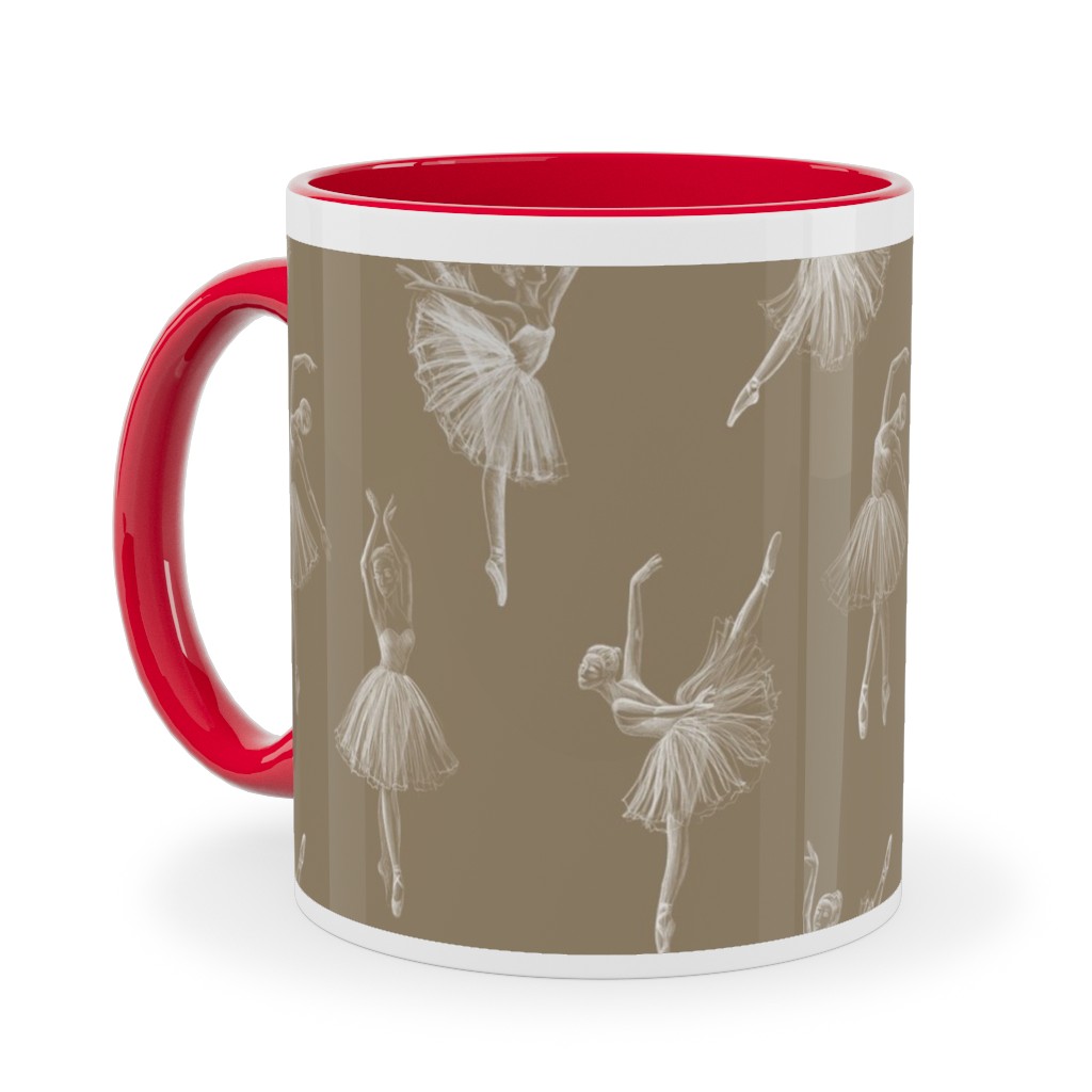 Ballerinas Ceramic Mug, Red, , 11oz, Brown, Morning Latte