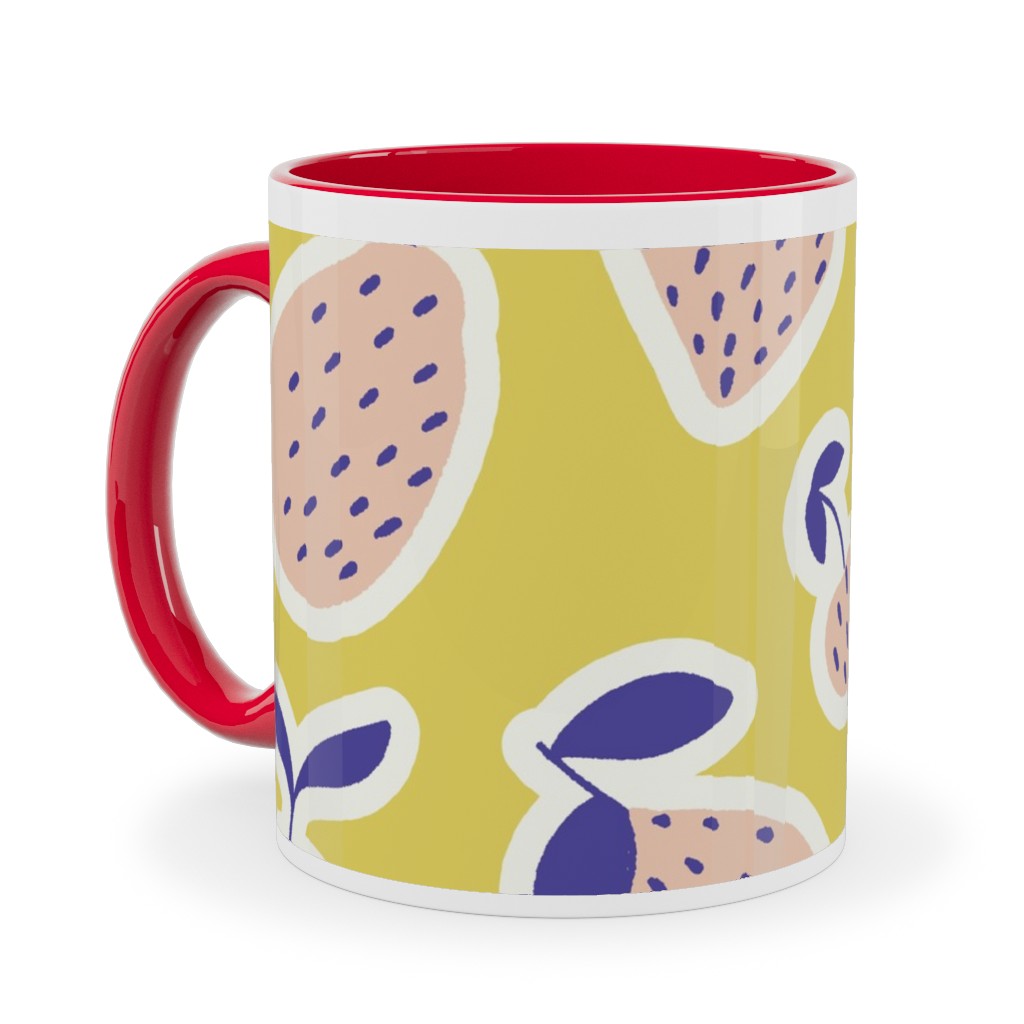 Fruity - Yellow Ceramic Mug, Red,  , 11oz, Yellow