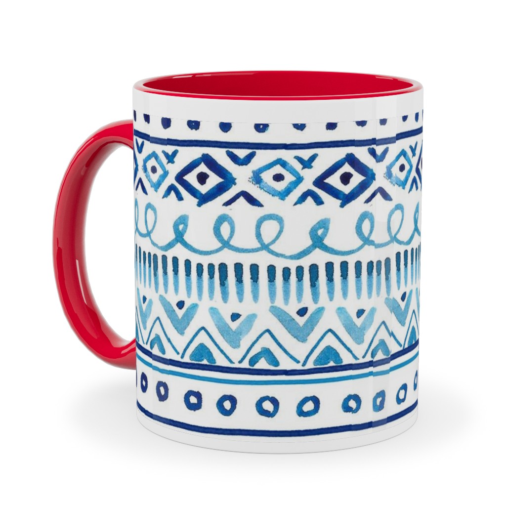 Painted Stripe - Blue Ceramic Mug, Red, , 11oz, Blue, True Blue