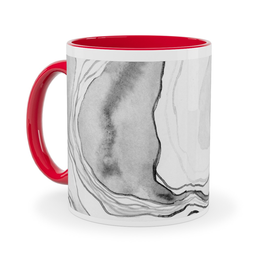 Watercolor Marble Ceramic Mug, Red,  , 11oz, Gray