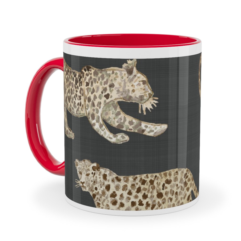 Leopard Parade Ceramic Mug, Red,  , 11oz, Gray