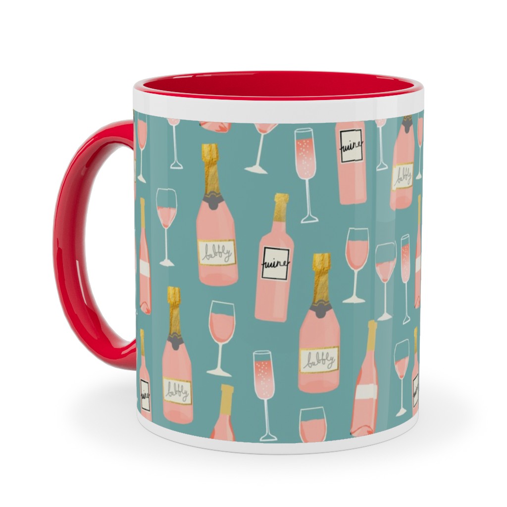 Rose All Day Wine Ceramic Mug, Red, , 11oz, Green, Catalina