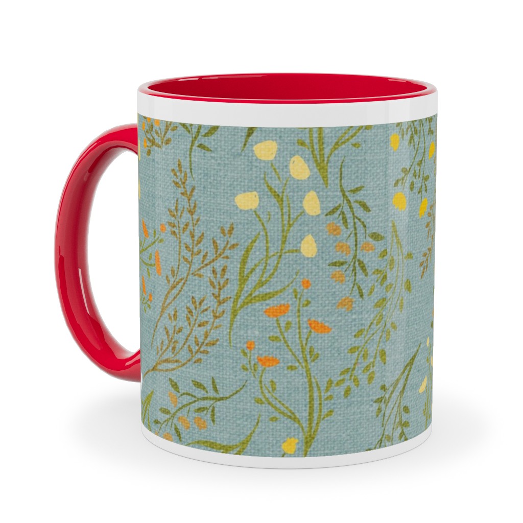 Summer Meadow Ceramic Mug, Red, , 11oz, Green, Spring Valley