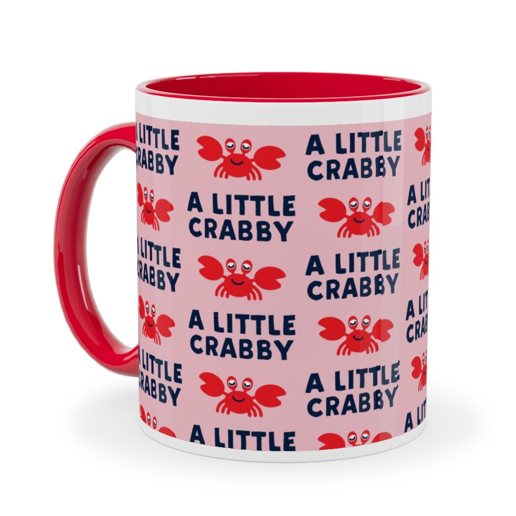 a Little Crabby - Nautical Ceramic Mug, Red,  , 11oz, Pink