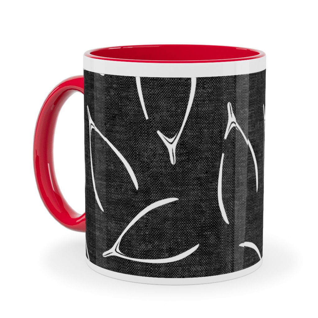 Wishbones - Gray Ceramic Mug, Red,  , 11oz, Gray