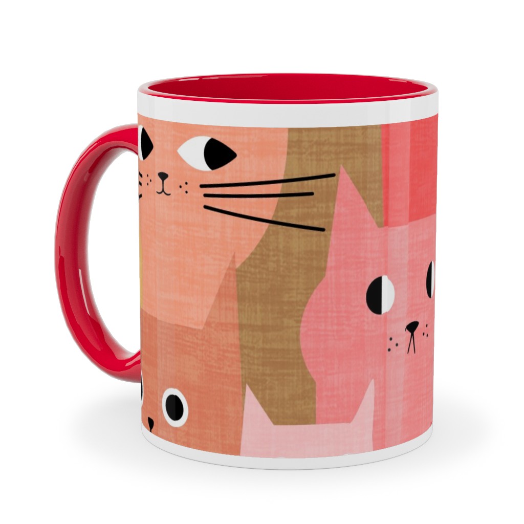 Silly Cats - Multicolor Ceramic Mug, Red,  , 11oz, Multicolor