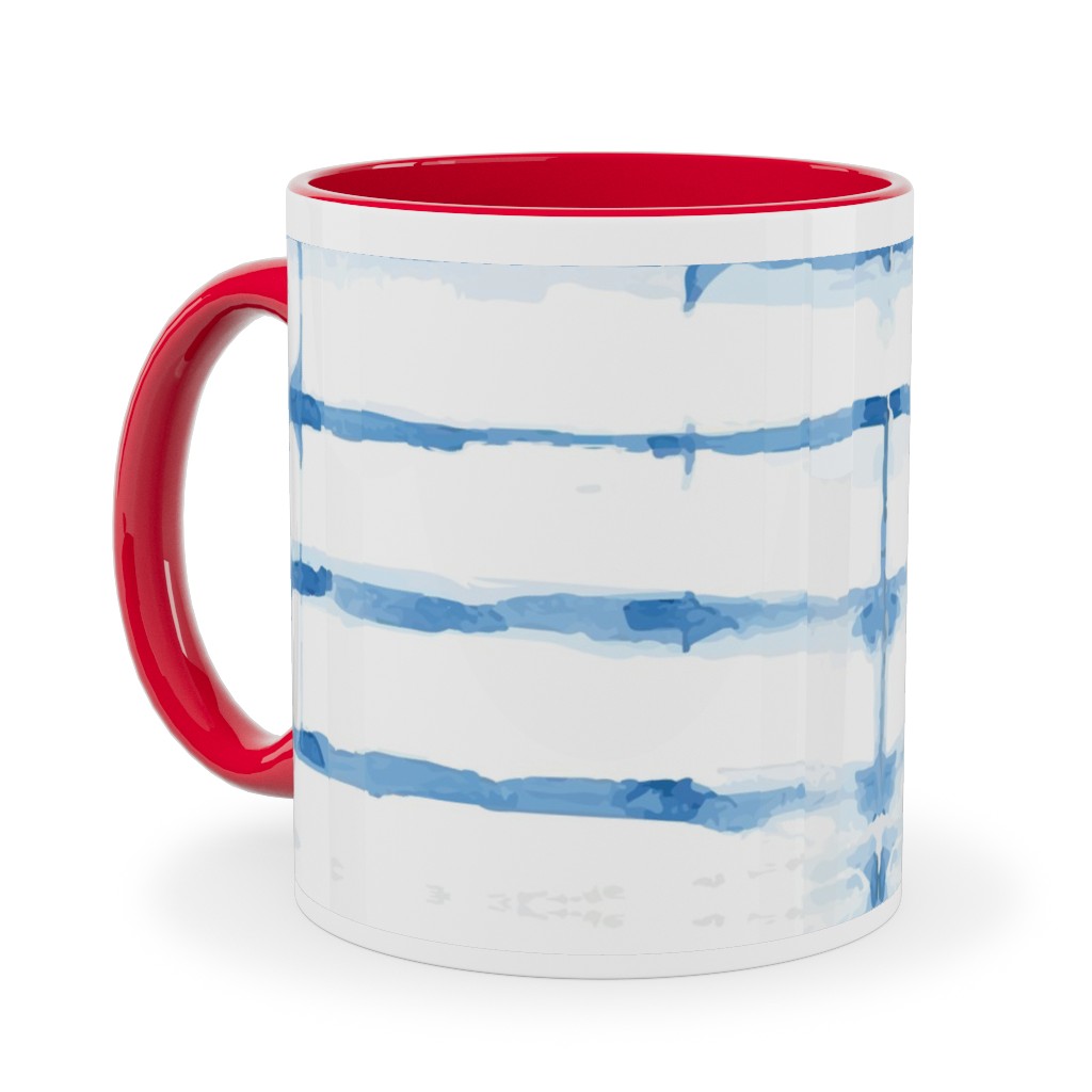 Shibori - Blue Ceramic Mug, Red,  , 11oz, Blue