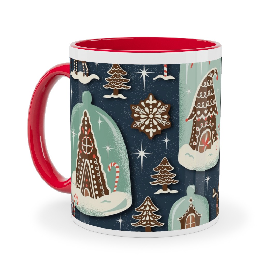Christmas Gingerbread Village - Blue Ceramic Mug, Red, , 11oz, Multicolor