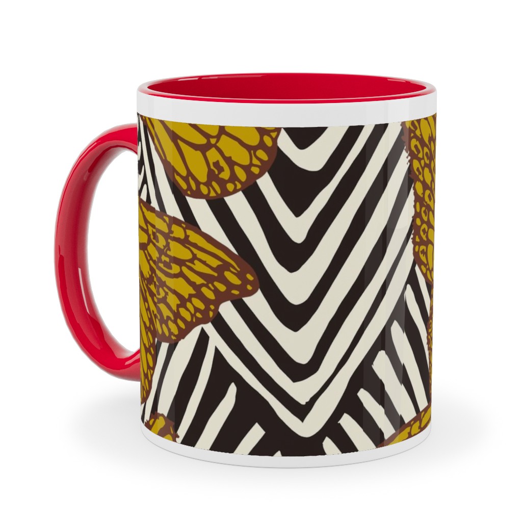 Enchanted Butterfly - Gold Ceramic Mug, Red, , 11oz, Yellow, Classic Yellow