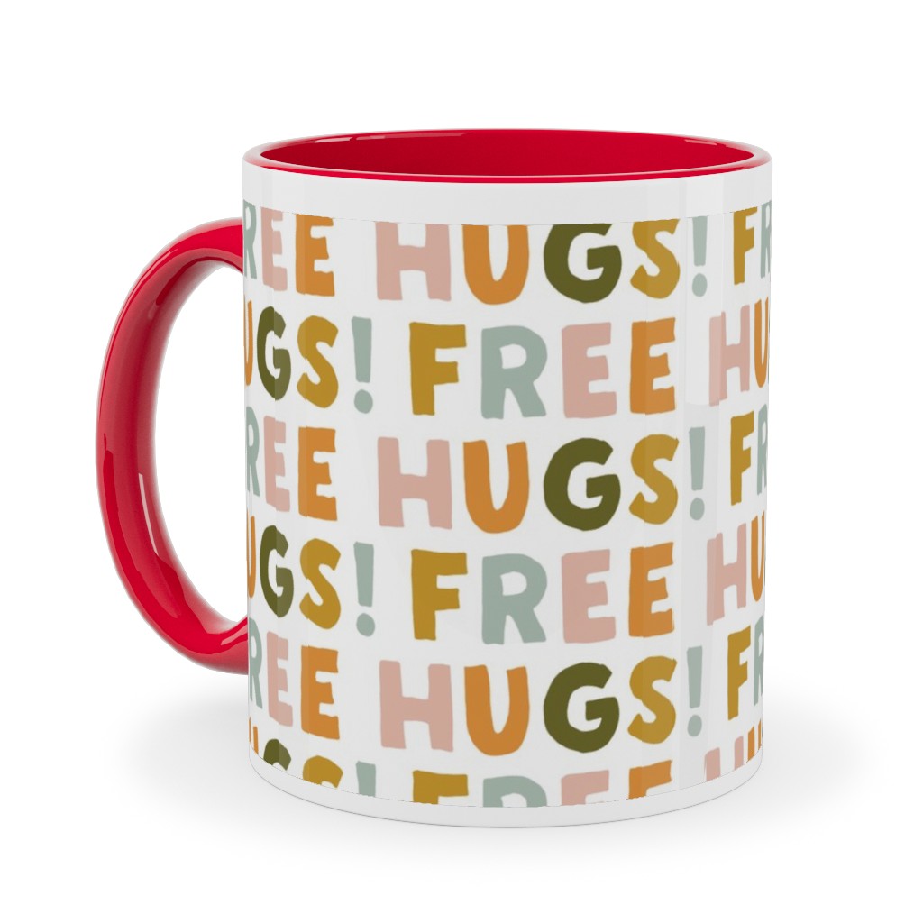 Free Hugs! - Multi Warm Ceramic Mug, Red,  , 11oz, Multicolor