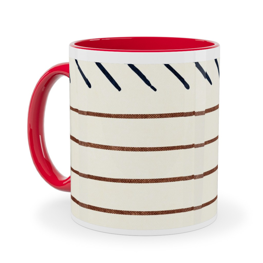 Arrow Stripes Mud Cloth Modern Ceramic Mug, Red,  , 11oz, Beige