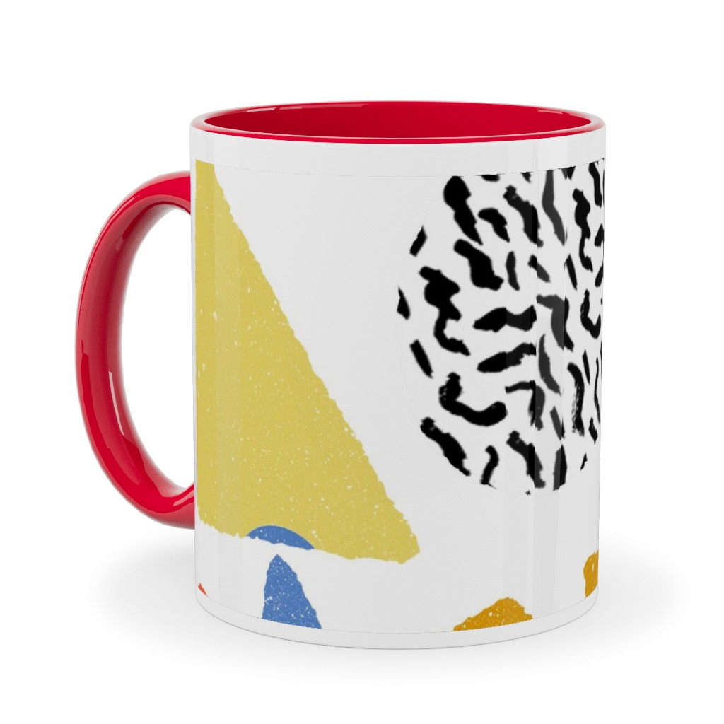 Happy Blocks Ceramic Mug, Red, , 11oz, Multicolor, White